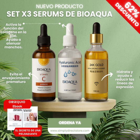 PACK DE 3 BIOAQUA SERUMS, Hidratación y regeneración avanzada de tu rostro